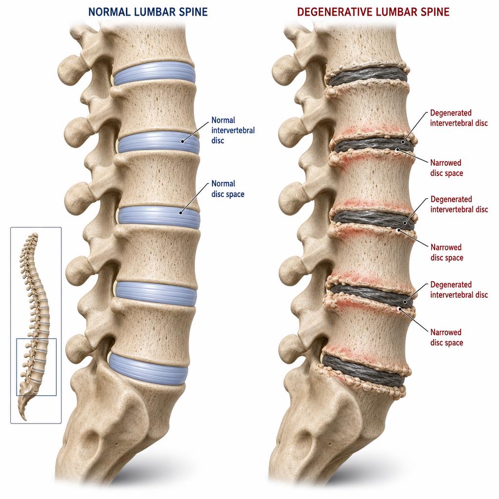 Illustration of age-related spinal disc changes