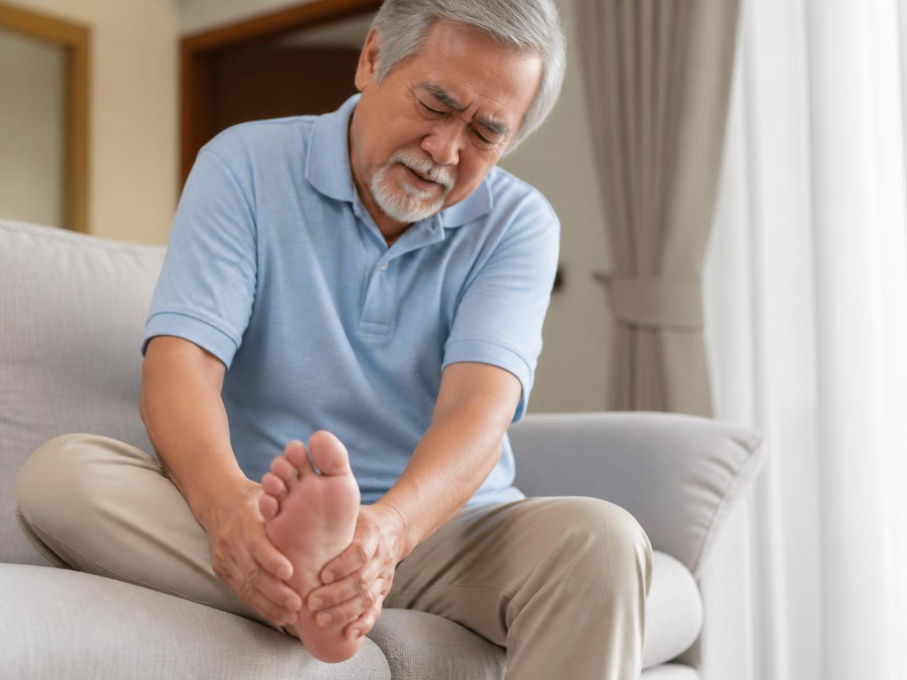 Adult experiencing numbness or tingling in the foot