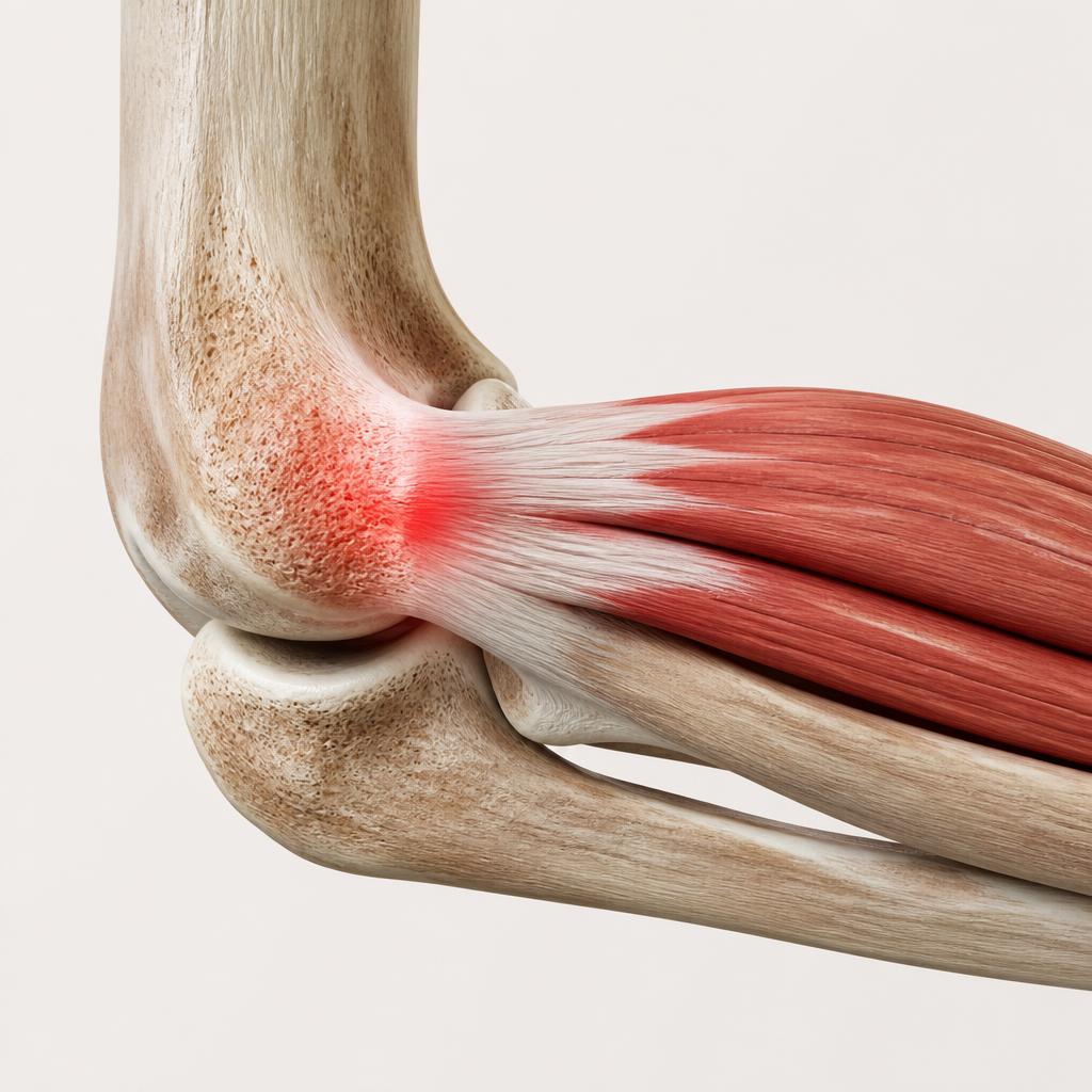 Elbow tendon attachment anatomy illustration