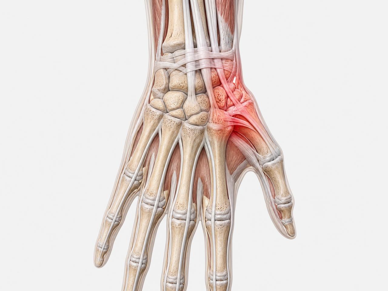 Wrist and hand joint anatomy illustration